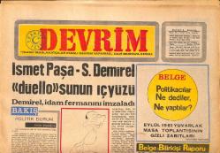 Devrim Gazetesi 3 Mart 1970 - İsmet Paşa-S. Demirel Düellosunun İç Yüzü - Siyonistlerin Türkiye'deki Son Oyunları GZ157137