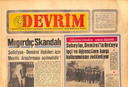 Devrim Gazetesi 22 Eylül 1970 - Mıgırdıç Skandalı - Türkiye'nin Buğday İhracı Yasaklanıyor GZ157151