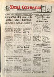Yeni Giresun Gazetesi 17 Eylül 1990 - Giresun'da Üroloji Konusunda Bilimsel Toplantı Düzenlendi - Giresunspor'dan Gol Şov GZ2091