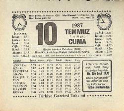 10 Temmuz 1987 Takvim Yaprağı - Doğum Günü Hediyesi EFMN13822