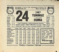 24 Temmuz 1987 Takvim Yaprağı - Doğum Günü Hediyesi EFMN13836
