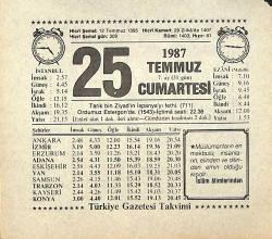 25 Temmuz 1987 Takvim Yaprağı - Doğum Günü Hediyesi EFMN13837