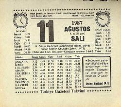 11 Ağustos 1987 Takvim Yaprağı - Doğum Günü Hediyesi EFMN13854