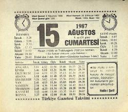 15 Ağustos 1987 Takvim Yaprağı - Doğum Günü Hediyesi EFMN13858