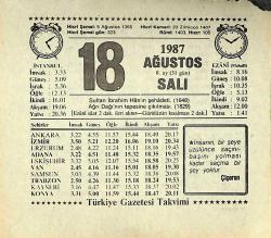 18 Ağustos 1987 Takvim Yaprağı - Doğum Günü Hediyesi EFMN13861