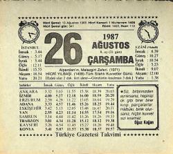 26 Ağustos 1987 Takvim Yaprağı - Doğum Günü Hediyesi EFMN13869