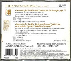 Brahms* - Isaac Stern, Leonard Rose, The Philadelphia Orchestra, Eugene Ormandy - Violin Concerto • Concerto For Violin And Cello CD (İkinci El) CD4594