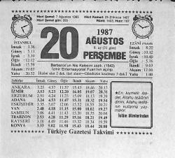 20 Ağustos 1987 Takvim Yaprağı - Doğum Günü Hediyesi EFMN13924