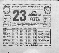 23 Ağustos 1987 Takvim Yaprağı - Doğum Günü Hediyesi EFMN13927
