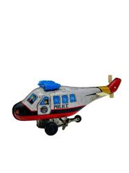 Vintage Kurmalı Teneke Oyuncak Polis Helikopteri AOB4459