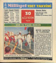 30 Ağustos 1987 Takvim Yaprağı - Doğum Günü Hediyesi EFMN14088