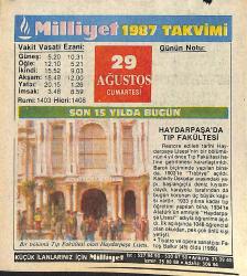 29 Ağustos 1987 Takvim Yaprağı - Doğum Günü Hediyesi EFMN14089