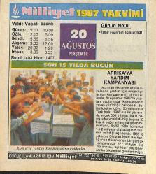 20 Ağustos 1987 Takvim Yaprağı - Doğum Günü Hediyesi EFMN14098