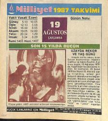 19 Ağustos 1987 Takvim Yaprağı - Doğum Günü Hediyesi EFMN14099