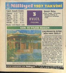 3 Eylül 1987 Takvim Yaprağı - Doğum Günü Hediyesi EFMN14120