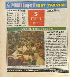 5 Eylül 1987 Takvim Yaprağı - Doğum Günü Hediyesi EFMN14122