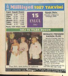15 Eylül 1987 Takvim Yaprağı - Doğum Günü Hediyesi EFMN14132