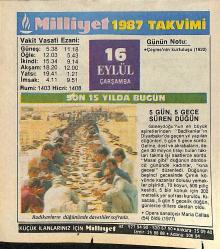 16 Eylül 1987 Takvim Yaprağı - Doğum Günü Hediyesi EFMN14133