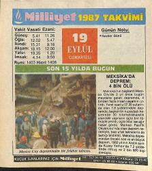 19 Eylül 1987 Takvim Yaprağı - Doğum Günü Hediyesi EFMN14136