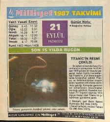 21 Eylül 1987 Takvim Yaprağı - Doğum Günü Hediyesi EFMN14138