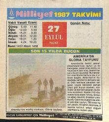 27 Eylül 1987 Takvim Yaprağı - Doğum Günü Hediyesi EFMN14144