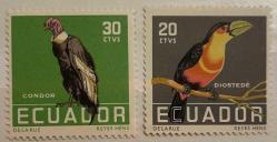 KUŞLAR  TEMA.EKVADOR 2 PUL DAMGASIZ