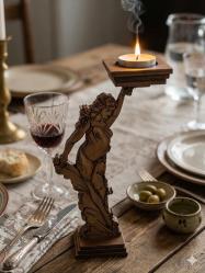 ✨Antik heykel formlu ahşap mumluk...