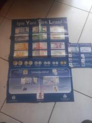 Türk Lirası'nın Güvenlik Özellikleri: 2 POSTER + 1 KİTAP RENK  içinde osmanlıdan günümüze kağıt para afişleri 1 ve  2 afiş 70×50 cm bir adet 35x 50 yeni türk lirası afişleri ve 1 adet kitapçık set Çok nadir
