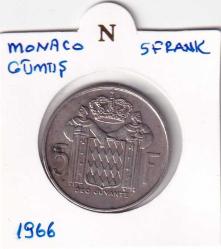 Koleksiyon ürünü Monako 5 Frank Gümüş 1966 Prens Rainer Hatıra Parası