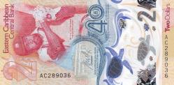 Doğu Karayipler 2 dolar polimer  Hatıra Para çil