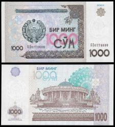 ÖZBEKİSTAN 100-200-500-1000 SOM 1994-2001, Kağıt Para Set Çil ( Unc ) 4'Lü Set Koleksiyon Para