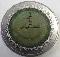 Libya 2009 (H.1377) 1/2 Dinar (500 Dirham) Bimetalik Çilaltı Kondisyon