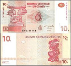 Kongo 10-20-50-100-200 Francs Eski Kağıt Para Seti Çil ( Unc ) 5'Li Set Koleksiyon Para