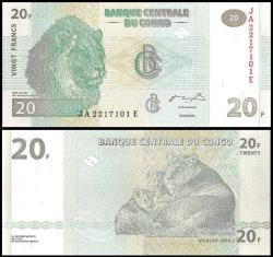 Kongo 10-20-50-100-200 Francs Eski Kağıt Para Seti Çil ( Unc ) 5'Li Set Koleksiyon Para