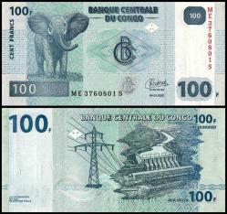 Kongo 10-20-50-100-200 Francs Eski Kağıt Para Seti Çil ( Unc ) 5'Li Set Koleksiyon Para