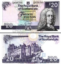 İskoçya 2017 Yılı 20 Pound Kağıt Para Çil ( Unc ) Koleksiyon Para Nadir