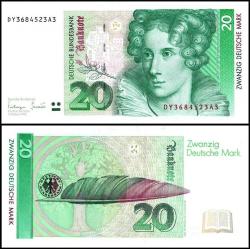 Almanya 1993 Yılı 20 Mark Kağıt Para Çil ( Unc ) Koleksiyon Para NADİR