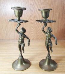 AnTiKa PİRİNÇ ÇoCuK FiGüRLü MUMLUK-ŞAMDAN....ÇİFT