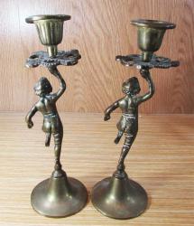 AnTiKa PİRİNÇ ÇoCuK FiGüRLü MUMLUK-ŞAMDAN....ÇİFT