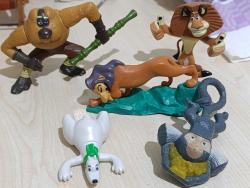 Çizgi film animasyon kahramanları karakterler hayvan figür oyuncak set aslan Maymun goril boz ayı vb. Koleksiyon nostalji tasarım dekor hediye vintage retro hobi reklam promosyon minyatür diorama