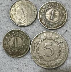LOT.20 » 1970 Dönemi Yugoslavya karışık dinar 4 adet madeni paralar ÇT