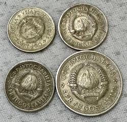 1970 Dönemi Yugoslavya karışık dinar 4 adet madeni paralar ÇT
