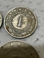 1970 Dönemi Yugoslavya karışık dinar 4 adet madeni paralar ÇT