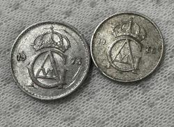 LOT.11 » 1966-1973 isveç 25-10 öre 2 adet madeni para ÇT