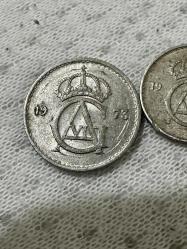 1966-1973 isveç 25-10 öre 2 adet madeni para ÇT