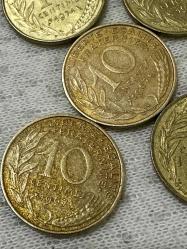 1960-70-80-90 Dönemlerine Ait Fransa 10 centimes 5 adet madeni paralar ÇÇT/ÇT