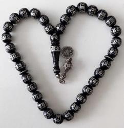 OSMANLI DÖNEMİ OBJEDEN YAPILMA GÜMÜŞ VE SARI PİRİNÇ KAKMALI HAVŞALI YÜSÜRİ TESPİH (77 DERDE DEVA DİYE BİLİNİR)MÜTHİŞ İŞÇİLİKLİ MUHTEŞEM GÜMÜŞ ANTİK PÜSKÜLLÜ A1A1W1R1 ÇOK NADİR