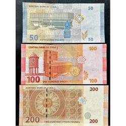 Suriye 2019-2021 Yılı 50-100-200 Pound Kağıt Para Seti Çil (Unc) Koleksiyon Para