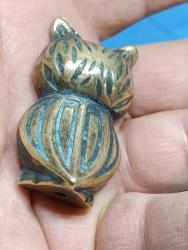 FG20----ESKİ PİRİNÇ DÖKÜM BAYKUŞ FİGÜR-BİBLO