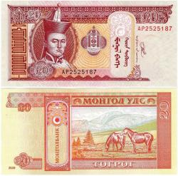 P#63k Moğolistan 20 Tugrik 2020 ÇİL (AP25..187)
